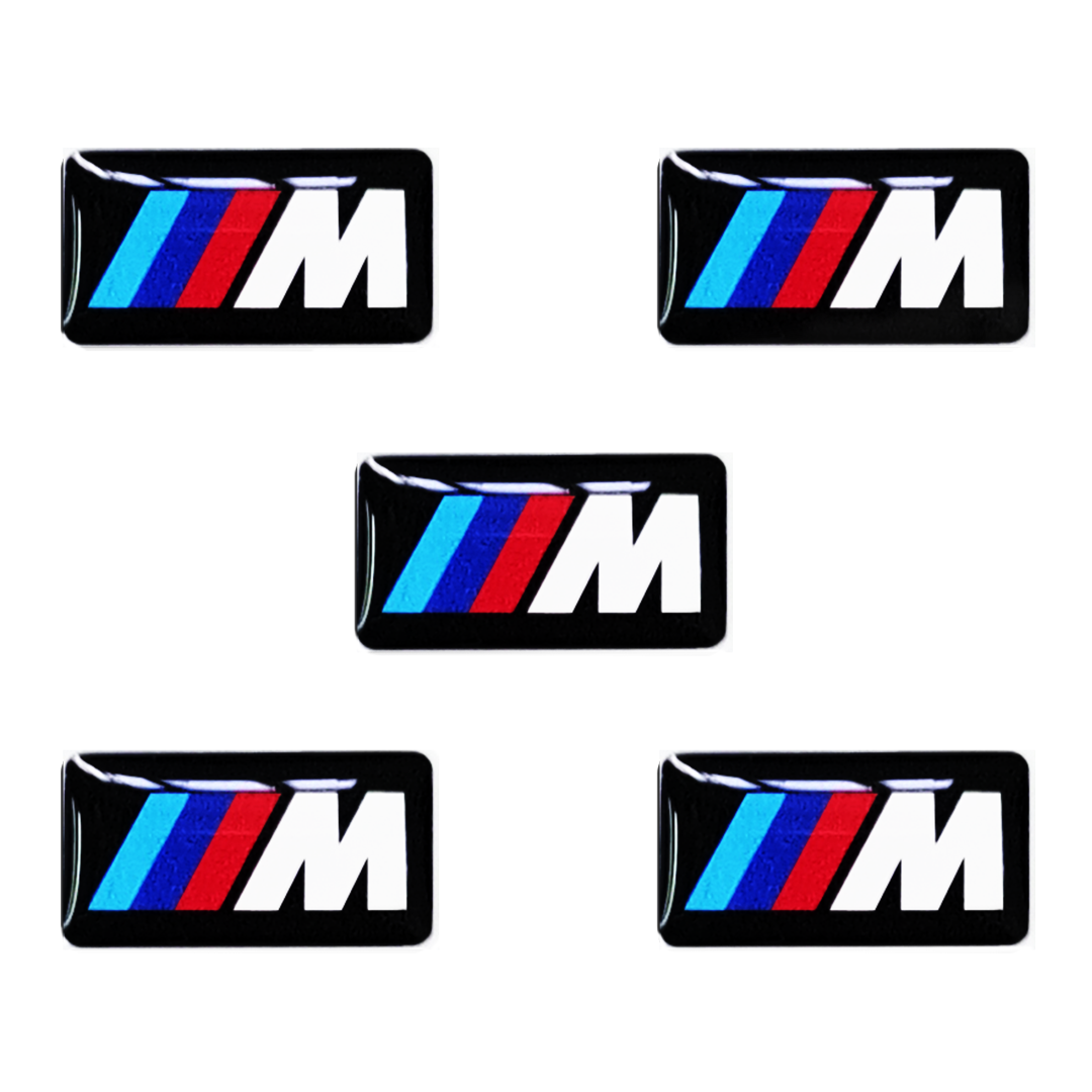 BMW M WHEEL DOMED GEL BADGE STICKER x 5